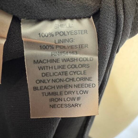 Calvin Klein 2X Black Pintuck Chiffon V-Neck Tunic Blouse Plus Size - Picture 5 of 6